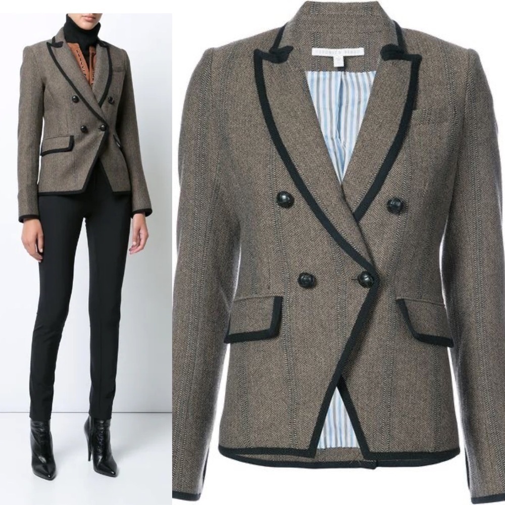 Veronica Beard Classic Fitted Plain Tweed Fitted Blazer